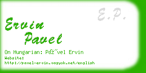 ervin pavel business card